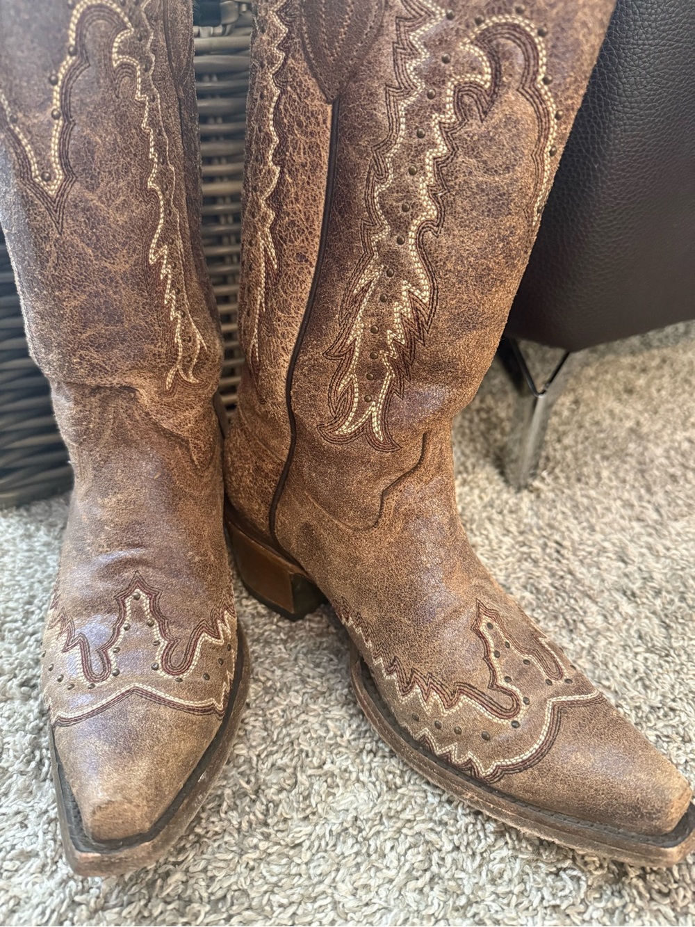 Circle G Brown Western Cowboy Boots for Women - Picture 3 of 8